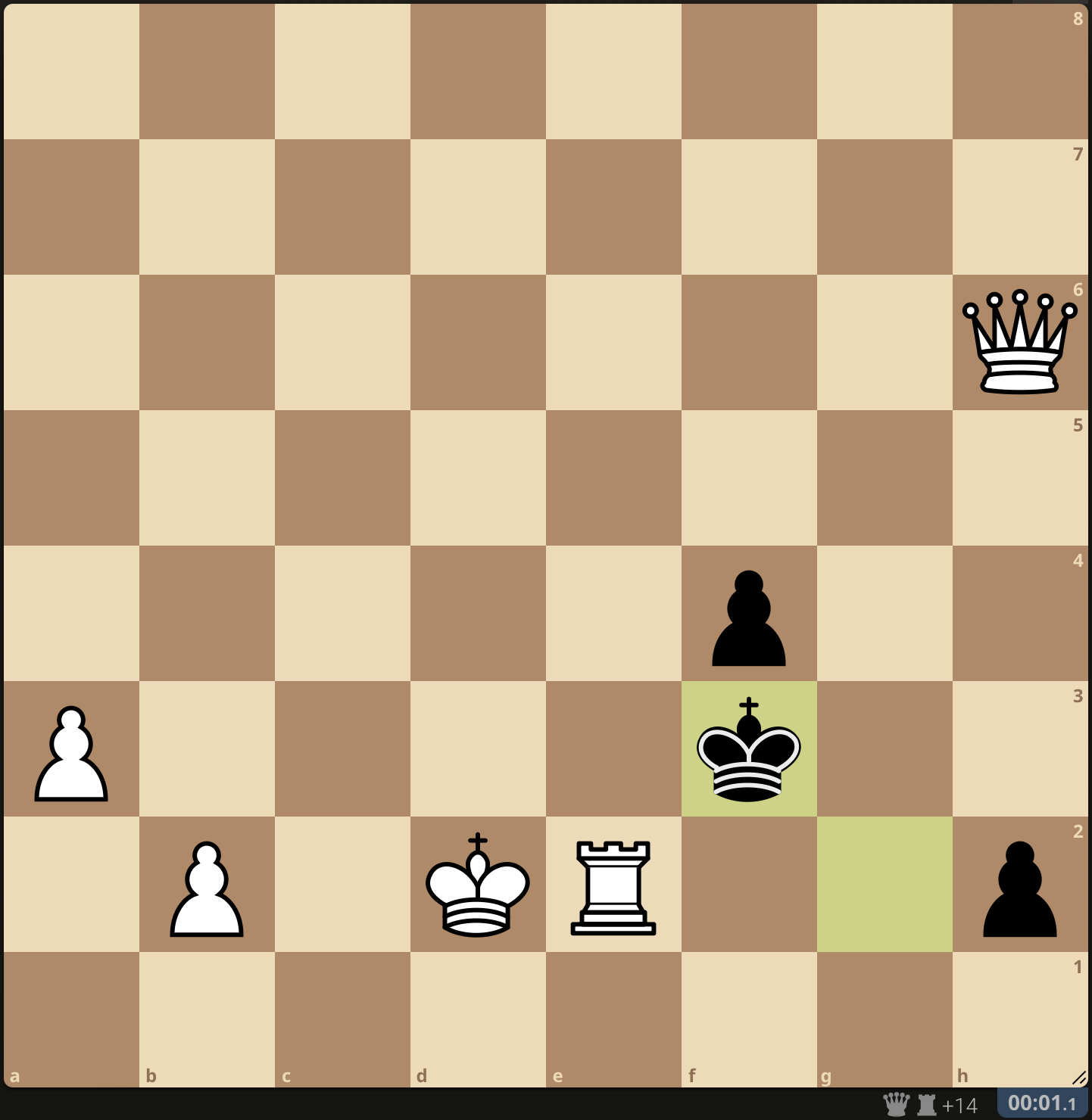 One move away from check mating my opponent but lost because of time